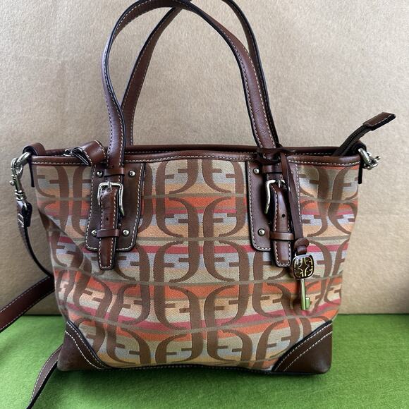 Fossil Canvas Vegan Satchel with crossbody strap Canvas - Picture 1 of 16